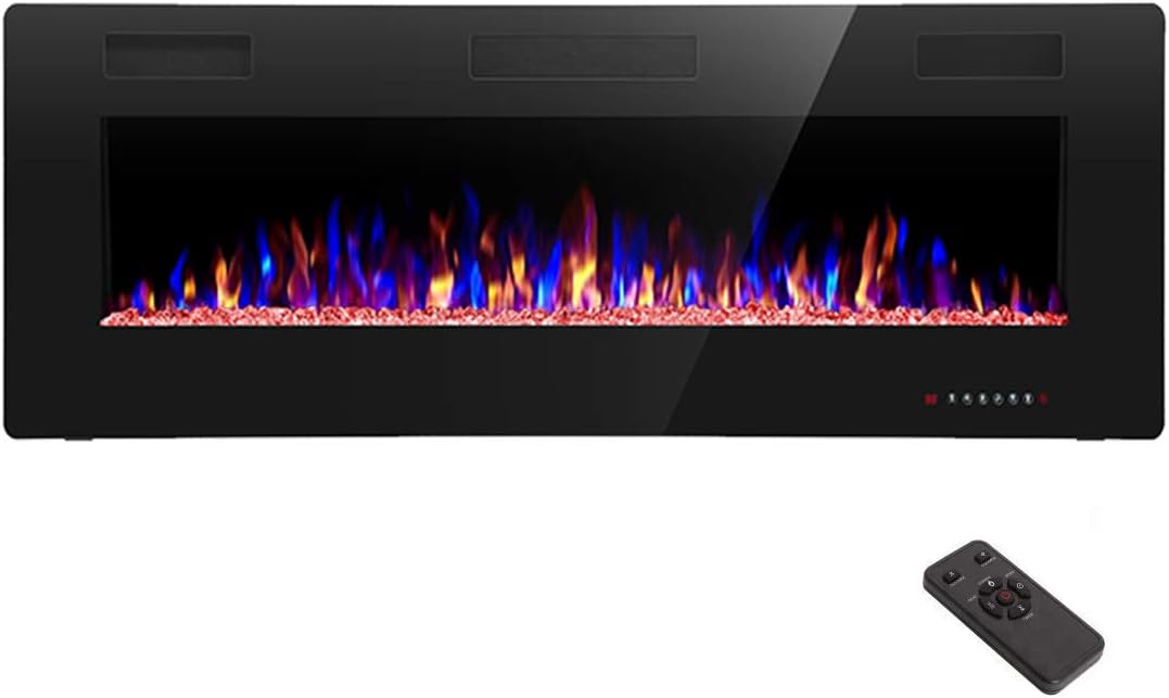 Electric Fireplace 50 inch Recessed and Wall Mounted
