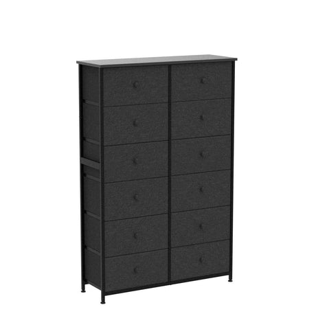 12 Drawer Dresser, Tall Dressers for Bedroom with Wooden Top and Metal Frame