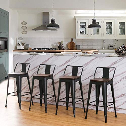 24 Inch Swivel Bar Stools Set of 4 Counter Height Stools Industrial Metal Barstools