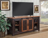 70" TV Stand, Antique Black & Aged Distressed Pine