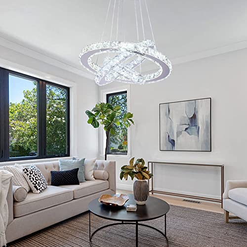 3 Ring Modern LED Crystal Chandelier Light Fixtures Round Pendant Lighting