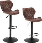 Adjustable Bar Stools Set of 2, Rustic Swivel Barstools with Back