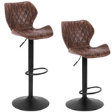 Adjustable Bar Stools Set of 2, Rustic Swivel Barstools with Back