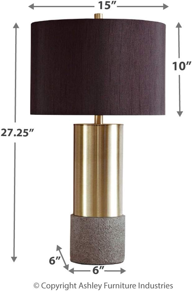 Jacek Modern Contemporary Table Lamp, 2 Count, Gray & Brass Finish