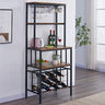 ,4-Tier Wine Rack Freestanding Floor with Wine Storage and Glass Holder