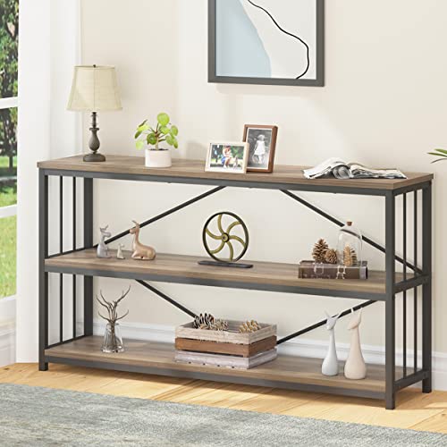 Industrial Console Sofa Table, Wood Metal Foyer Hallway Tables