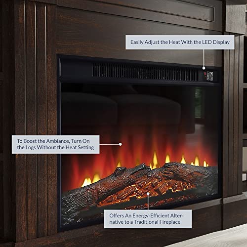 Modern 66 Inch Electric Fireplace Mantel TV Stand & Media Entertainment Center for TVs