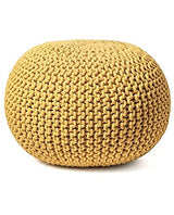 Frelish Decor Round Pouf Ottoman Hand Knitted Cotton Pouf Footrest