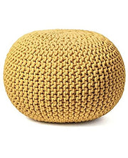 Frelish Decor Round Pouf Ottoman Hand Knitted Cotton Pouf Footrest