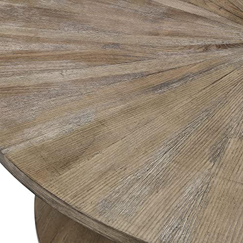 Round Coffee Table with Storage, Farmhouse Coffee Table for Living Room