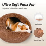 Calming Dog Bed - Anti Anxiety with Removable Cover  Fluffy Plush Faux