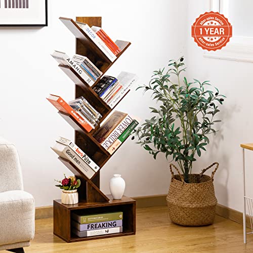 Tree Bookshelf - 6 Shelf Retro Floor Standing Bookcase