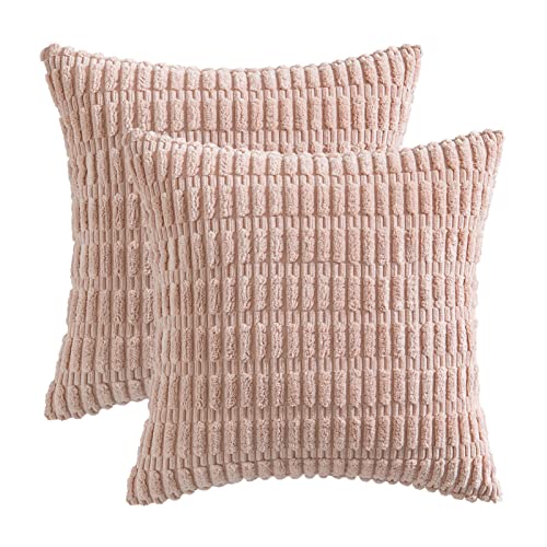 Pack of 2 Corduroy Decorative Throw Pillow Covers 18x18 Inch