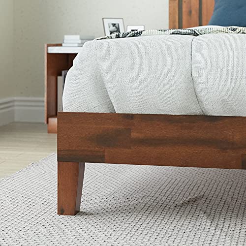 Vivek Deluxe Wood Platform Bed Frame with Headboard / Wooden Slat Support , Queen