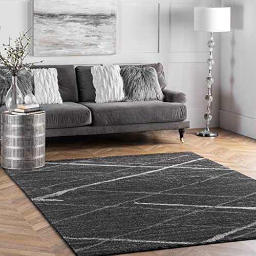 Contemporary Thigpen Large Area Rug, 9' x 12', Dark Grey