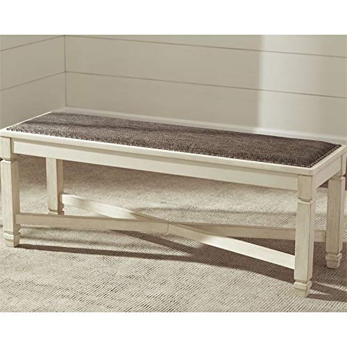 Bolanburg French Country Upholstered Dining Room Bench, Antique White