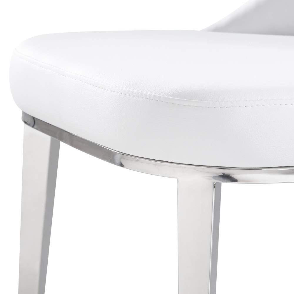 Modern Norma Dining Chair - White with Polished Stainless Steel Base