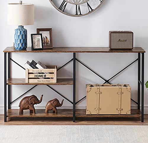 Console Table for Entryway, Rustic Long Sofa Table with Shelf