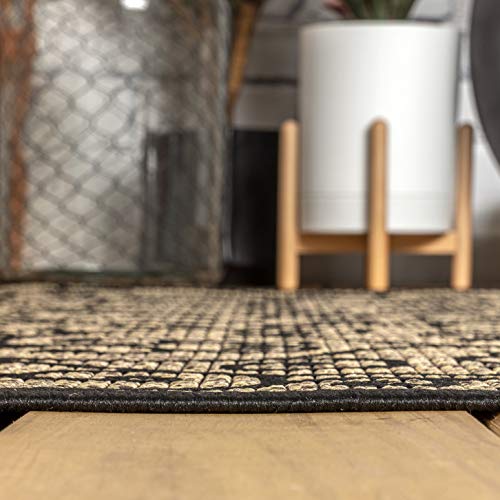 Y Madrid Vintage Filigree Textured Weave Indoor/Outdoor Black/Khaki