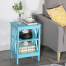 Side End Table with Storage Shelf Nightstands Light Blue