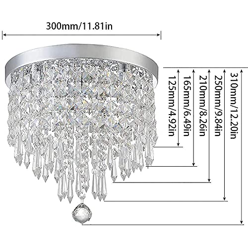 4-Lights Mini Crystal Chandelier, Modern Crystal Flush Mount Ceiling Light