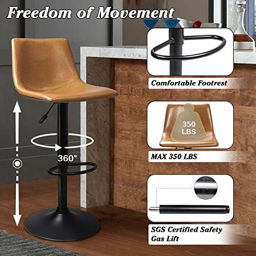 Adjustable Swivel Bar Stools Set of 2,Counter Heigh Bar Stools with Back