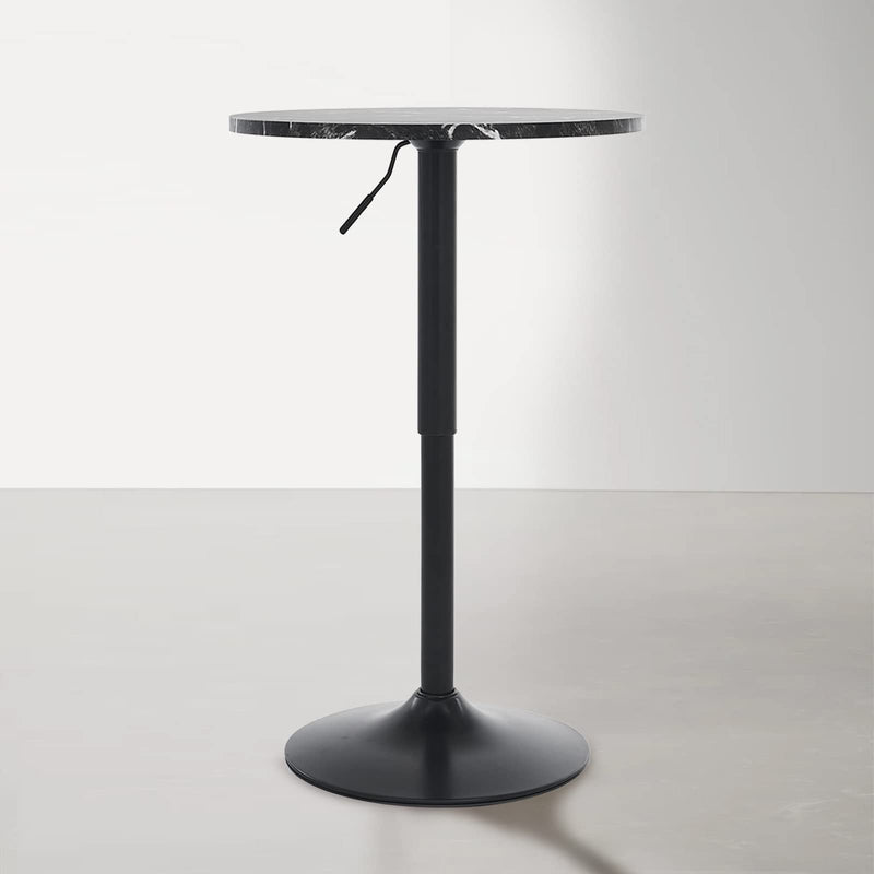 Round Bar Table, Adjustable Table, MDF Top with Black Metal Pole Support and Base