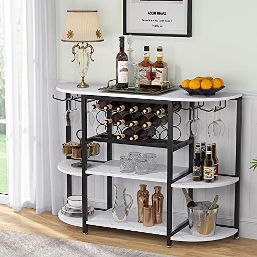 Wine Rack Table, 47 Inch Modern Wine Bar Cabinet with Storage