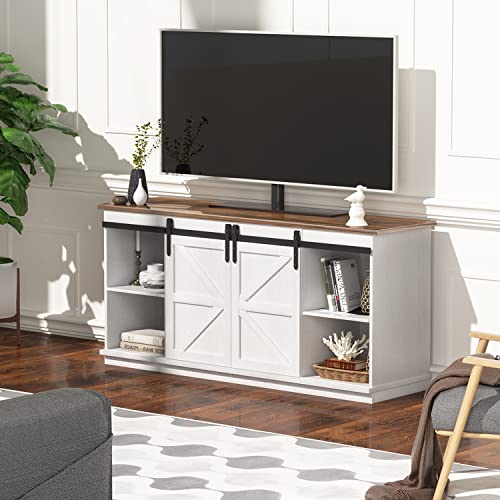 Modern Farmhouse TV Stand with Sliding Barn Door