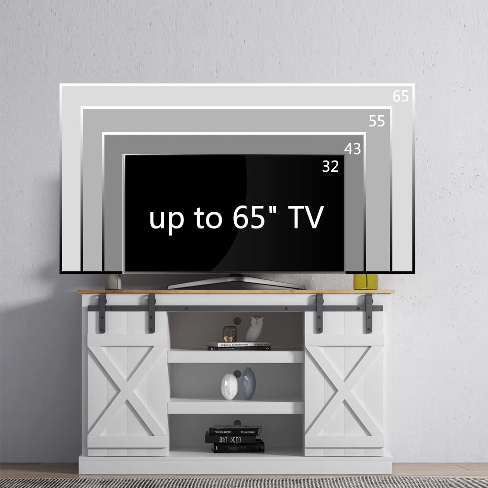 TV Stand with Sliding Barn Door, Entertainment Console Center for TV