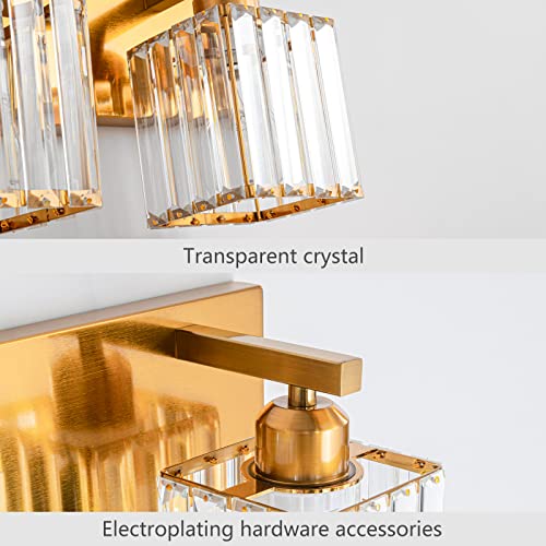 Modern Gold Crystal Bathroom Vanity Light 3-Lights Modern Bathroom Wall Light Gold Bathroom Vanity