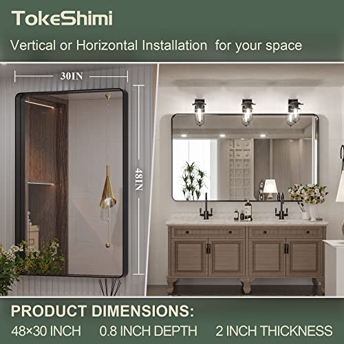 48 x 30 Inch Wall Mirror Black Bathroom Vanity Mirror
