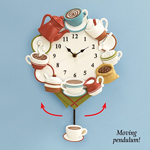 Etc Coffee Cup Pendulum Wall Clock Kitchen Decor