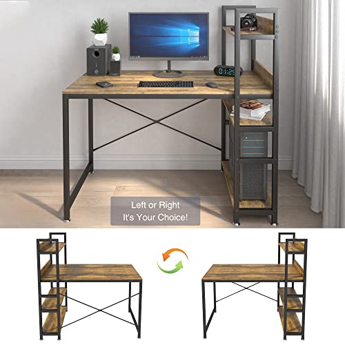 Computer Desk with 4 Tiers Shelves