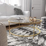 Astoria Collection Coffee and End Table Set - Clear Glass Top with Round Matte Gold Frame