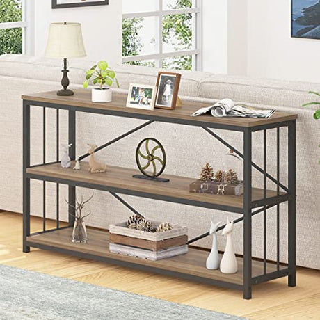 Industrial Console Sofa Table, Wood Metal Foyer Hallway Tables