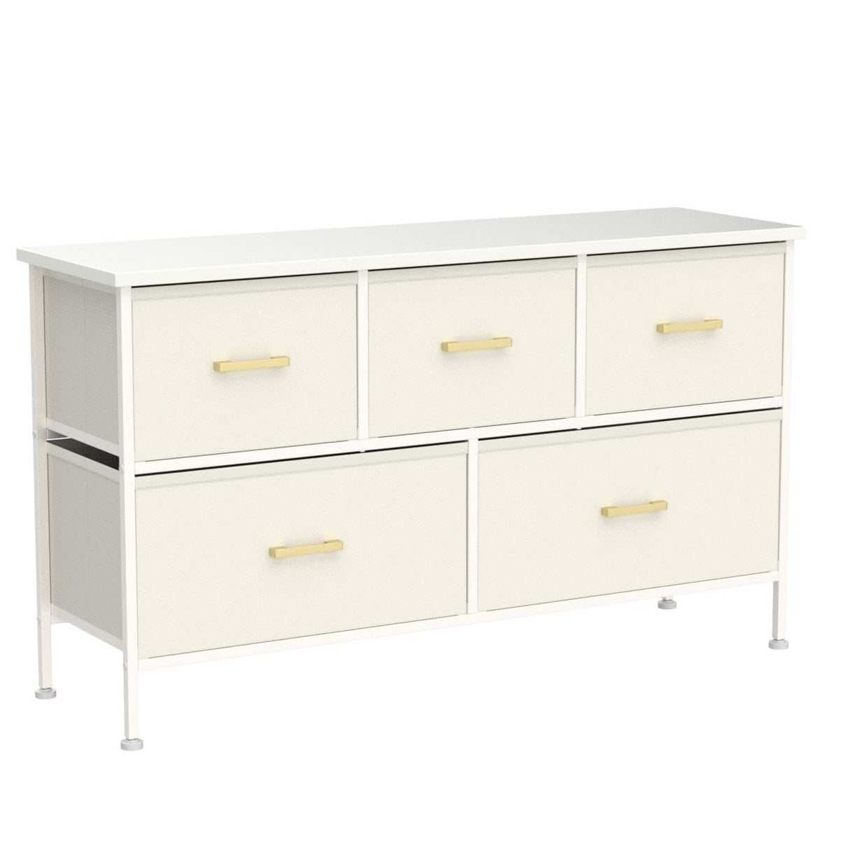 Dresser for Bedroom with 5 Drawers, White Dresser for Closet, Living Room