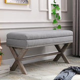 Bedroom Storage Ottoman Bench Fabric Upholstered Bed Bench Accent Hallway Bench