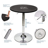 Bar Table Stool Set Of 3 – Adjustable Round Table Black and 2 Swivel Pub Stools Flannel