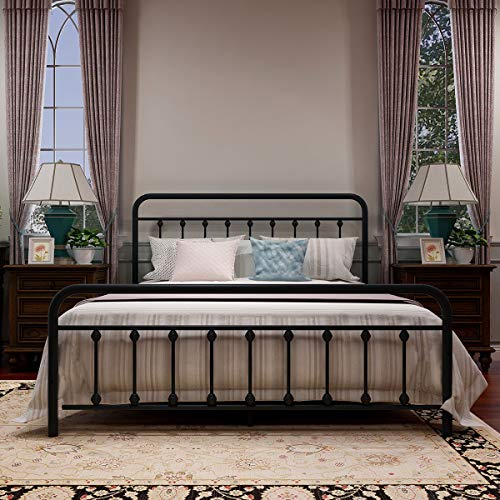 Metal Bed Frame , Victorian Vintage Style Headboard and Footboard