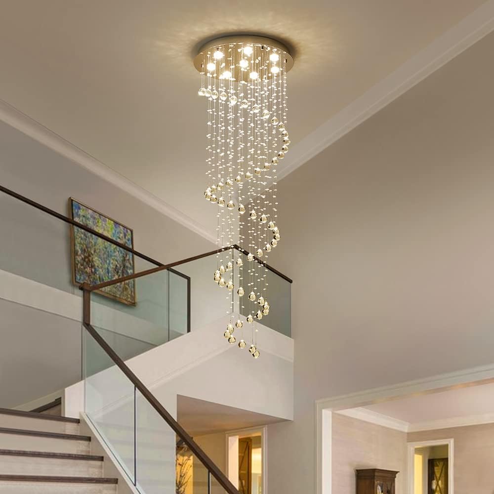 Modern K9 Crystal Spral Raindrop Chandelier Lighting Flush