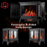 Electric Fireplace Stove, Freestanding Fireplace Heater with Realistic Flame