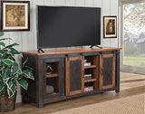 70" TV Stand, Antique Black & Aged Distressed Pine