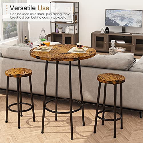 3 Piece Pub Dining Set, Modern Round bar Table and Stools