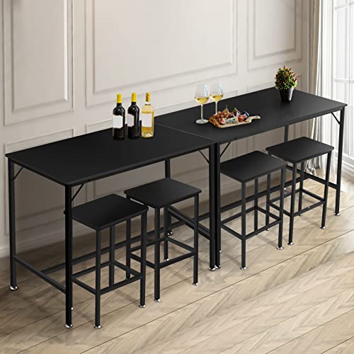 Bar Table Set, 47.5" Dining Table Set, Bar Height Counter with Bar Stools