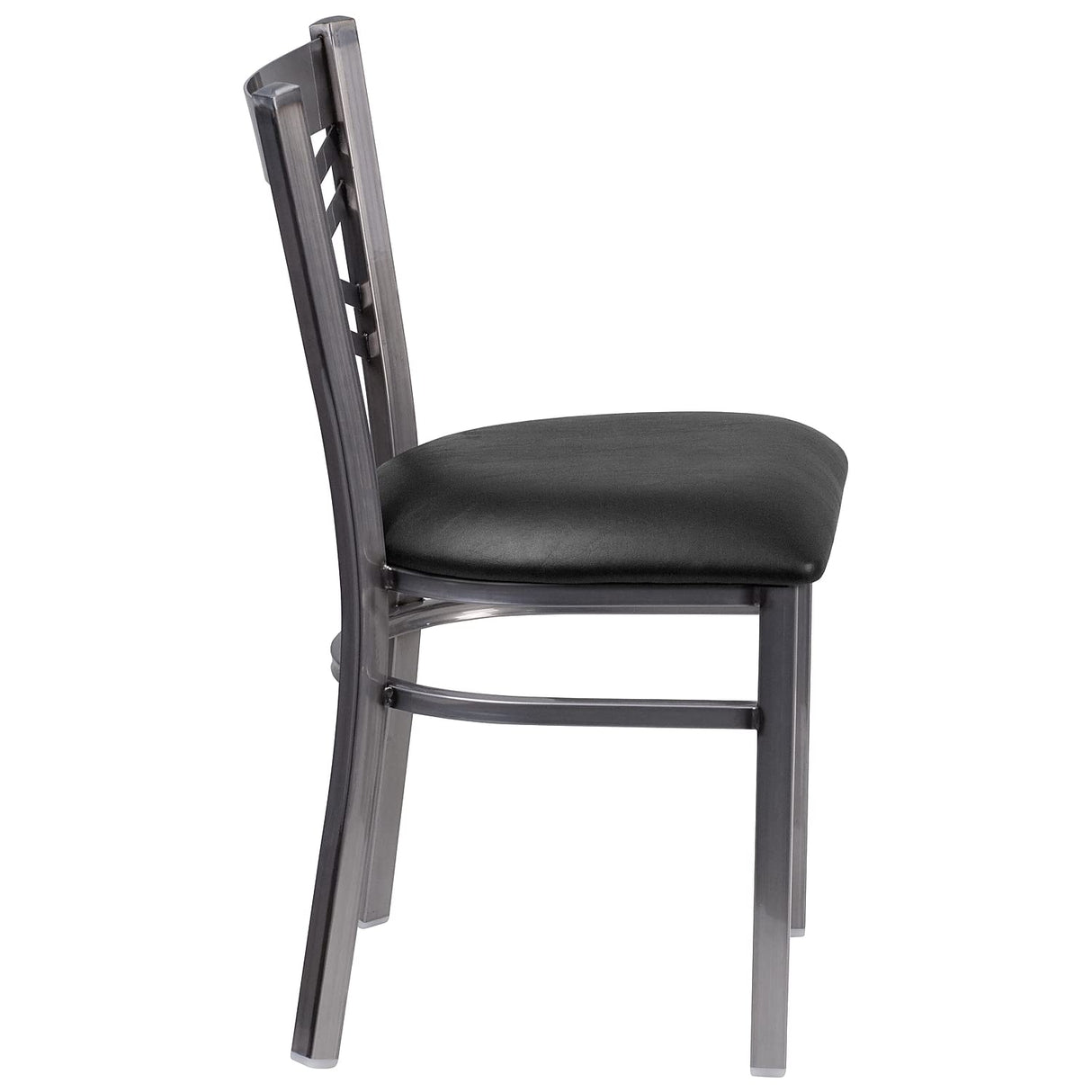 2 Pack HERCULES Series Clear Coated ''X'' Back Metal Restaurant Chair - Black Vinyl Seat