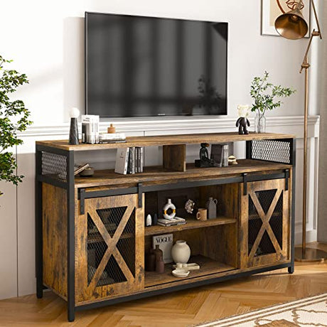 TV Stand with Sliding Barn Doors