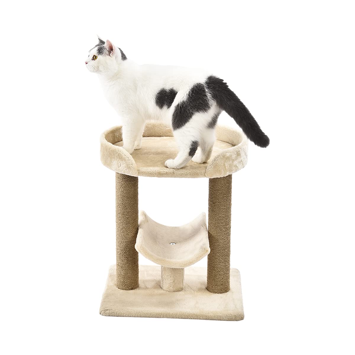 Top Platform Cat Tree With Scratching Post - 18 x 14 x 22 Inches, Beige