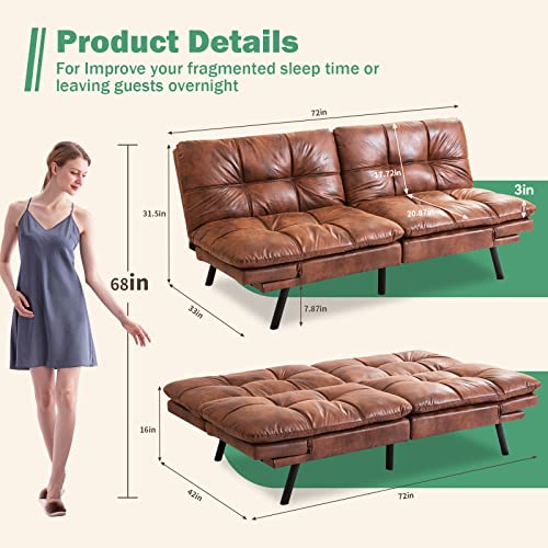 Futon Sofa Bed/Couch, Memory Foam Small Splitback Sofa for Living Room