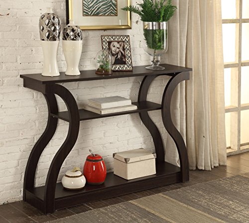 Cappuccino Finish Hall Console Sofa Entryway Accent Table Modern Design